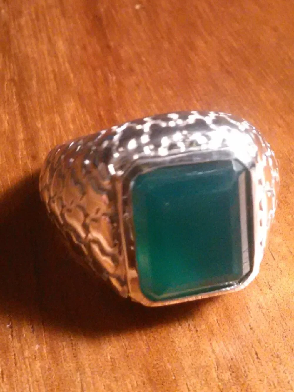 Men's Verde Onyx Art Deco Sterling Silver Ring (Size 6)